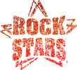 Grunge style rubber stamp Rock stars in red tones