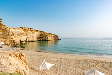 Wall Mural - Omani Beach at Barr Al Jissah in Oman. It is located about 20 km east of Muscat.