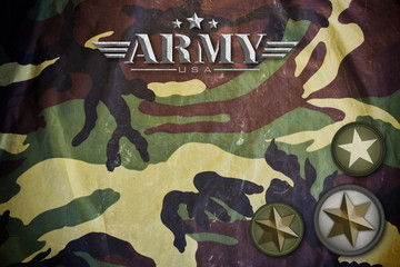 Canvas Print - Army sign with Military Camouflage texture background