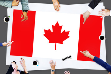 Wall Mural - canada national flag business team meeting concept