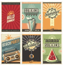 Set Of Retro Summer Holiday Posters