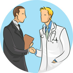 Wall Mural - Man Doctor Shaking Hands Pharmaceutical Rep