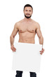 © goir - Shirtless man with blank sign