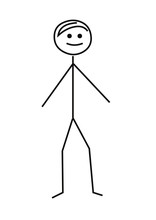 Drawing Of Stickman On White Background.