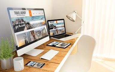 Wall Mural - travel agency web responsive on screen devices