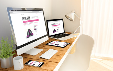 Wall Mural - shop web responsive on screen devices