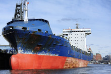 Container Ship At The Port Of Hamburg (Hamburger Hafen),Germany.