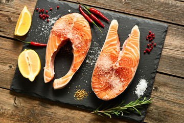 Poster - Raw salmon steaks