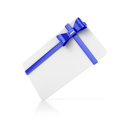 blank gift voucher card with ribbon. 3d illustration