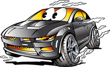 Vector Cartoon Illustration Of A Grey Sports Car Mascot Racing In Full Speed