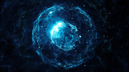 abstract particles background with sphere shapes that have been heavily deformed by noise displaceme