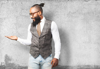 Wall Mural - business black man holding gesture