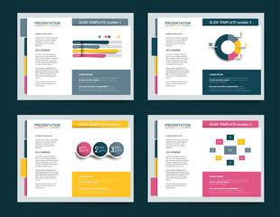  4 presentation business templates. Infographics for leaflet, poster, slide, magazine, book, brochure, website, print.