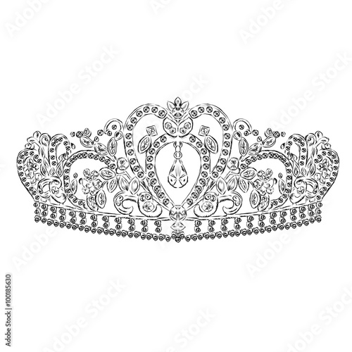 Download Crown vector. Tiara. Painted diadem. A princess. The royal ...