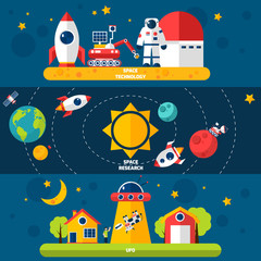 Wall Mural - space exploration 3 flat banners set