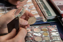 Two Numismatists Examines  Collection Of Coin