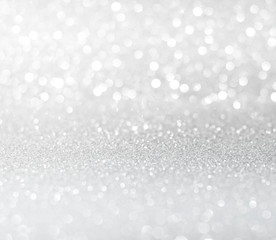 Wall Mural - white silver glitter bokeh texture christmas abstract background
