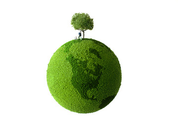 man and doug on the green globe