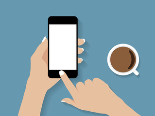 Aufkleber - hand holding and touch phone vector design