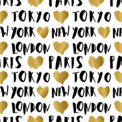 Poster - city names seamless pattern