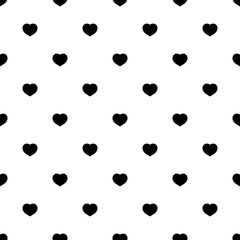 Canvas Print - black hearts seamless pattern on white background. fashion love graphics design. modern stylish text