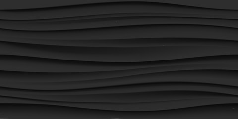 Poster - Black seamless wave texture pattern background