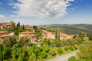 Canvas Print - Aerial View of Montalcino, the City of Brunello Wine, Italy