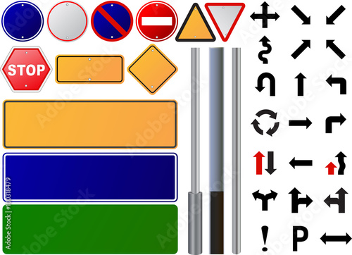 Set Road Sign All Type Image Of Various Signs Isolated On A Set Road Sign All Type Image Of Various Signs Isolated On A White Background Vector