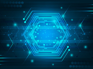 Wall Mural - abstract vector futuristic digital innovation background with circuit board, hexagon, shiny effect a
