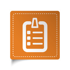 Wall Mural - White flat Checklist icon on orange sticker