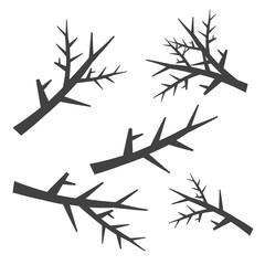 Wall Mural - Tree branches silhouettes set in hand drawn style