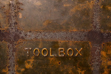 Old rusty toolbox background