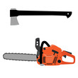 Chainsaw and axe