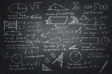 mathematics sketches on blackboard