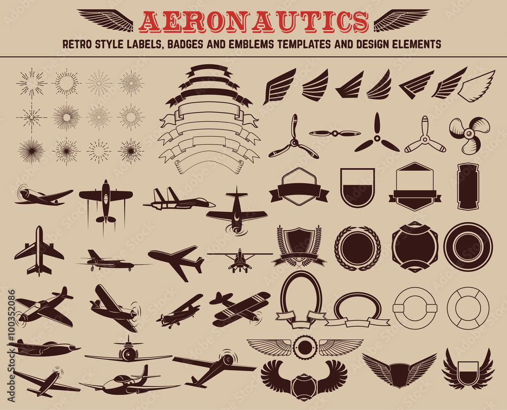 Set of aeronautics labels templates Stock Vector | Adobe Stock