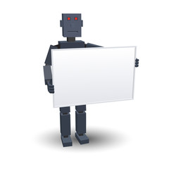 Abstract robot with empty board. Vector illustration.