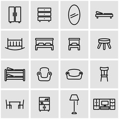 Poster - Vector line furniture icon set. Furniture Icon Object, Furniture Icon Picture, Furniture Icon Image - stock vector