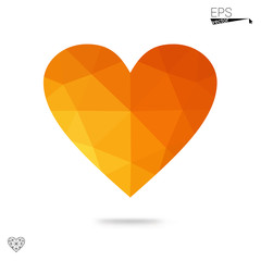 Wall Mural - orange heart isolated on white background.