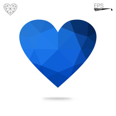 Wall Mural - Blue heart isolated on white background.