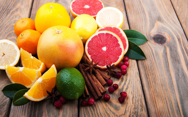 Poster - Fresh citrus fruits with spices