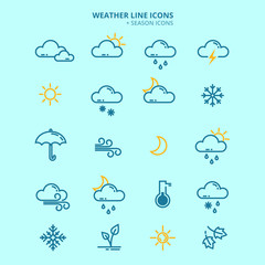 forecast weather and seasonable icons set