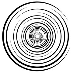 Fototapete - Abstract swirl, twirl, spiral element, rotating shape. Black and