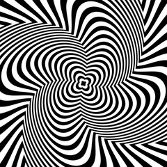 Fototapete - Alternating black and white lines with circular, spiral distorti