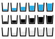 Water glass symbols, pictograms - Empty, half, full glass of wat