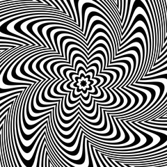 Fototapete - Alternating black and white lines with circular, spiral distorti