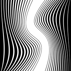 Poster - Wavy, ripply vertical lines. Abstract background. Vector art.