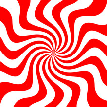 Red White Swirl Abstract Vortex Background. Peppermint Candy Pattern Texture. Vector Illustration