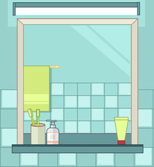 Wall Mural - Interior of bathroom. Vector flat line illustration