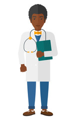 Poster - Doctor with stethoscope and file.