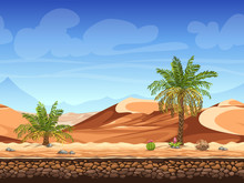 Vector Seamless Background - Palm Trees In Desert